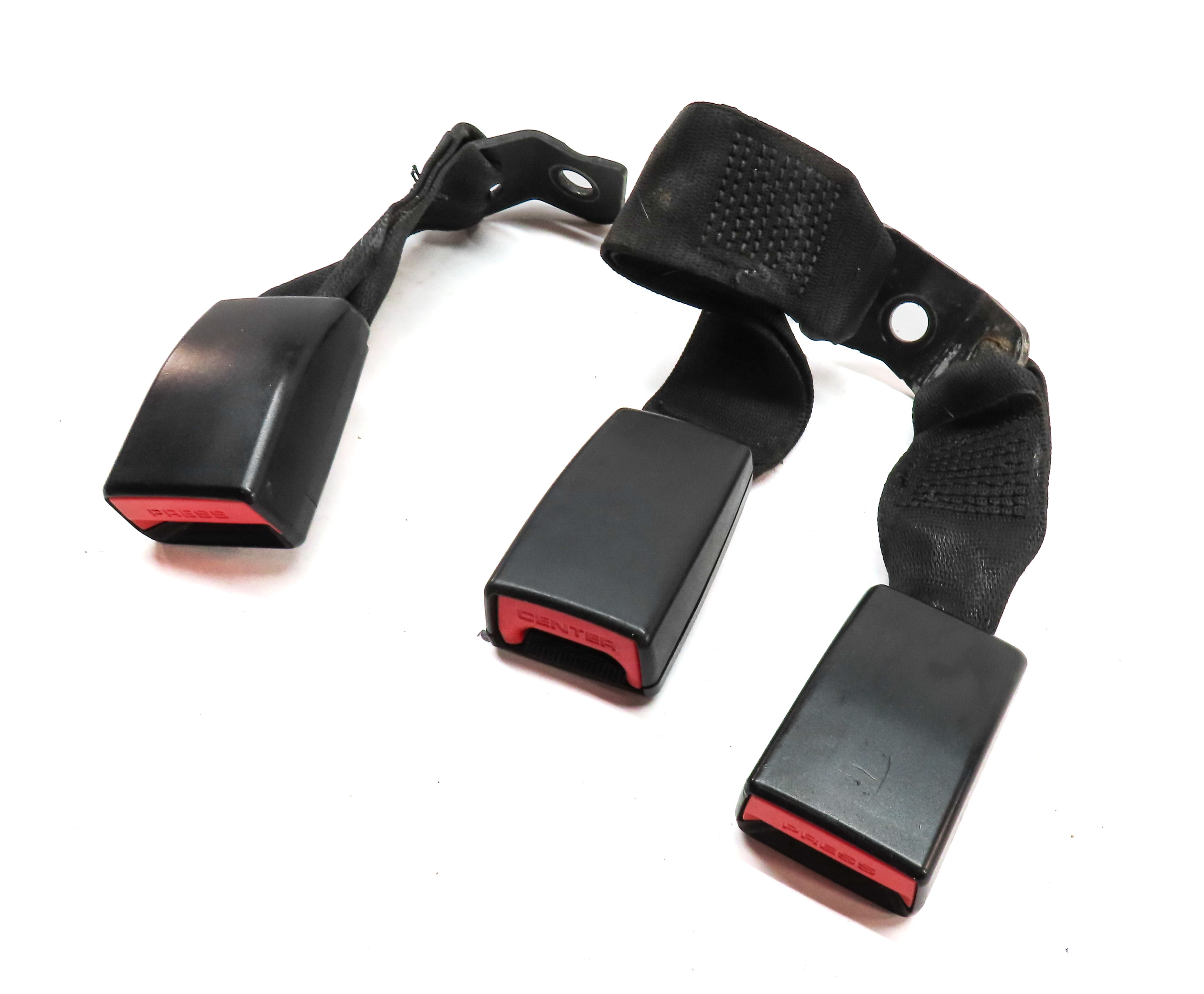2013 BMW X1 (E84) REAR LEFT CENTER RIGHT SEAT SEATBELT BUCKLE RECEIVER SET/3 — exact item pictured